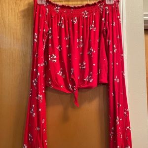 Off the shoulder red crop top